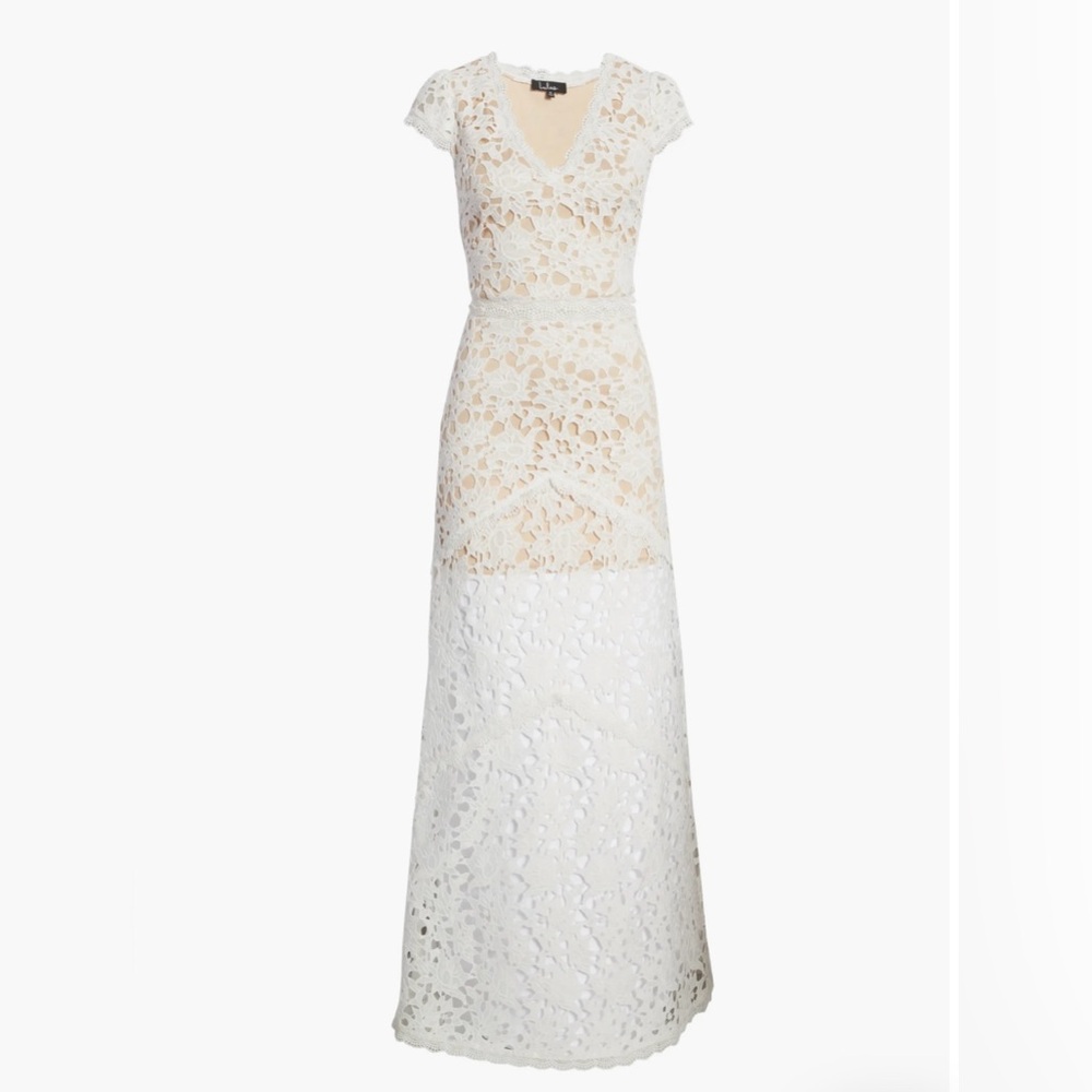 White lace/crochet Lulu’s two piece maxi dress